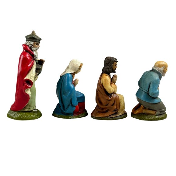 Christmas Nativity Bavarian Forest Germany Hand Painted Vintage Set of 5 - Picture 9 of 11